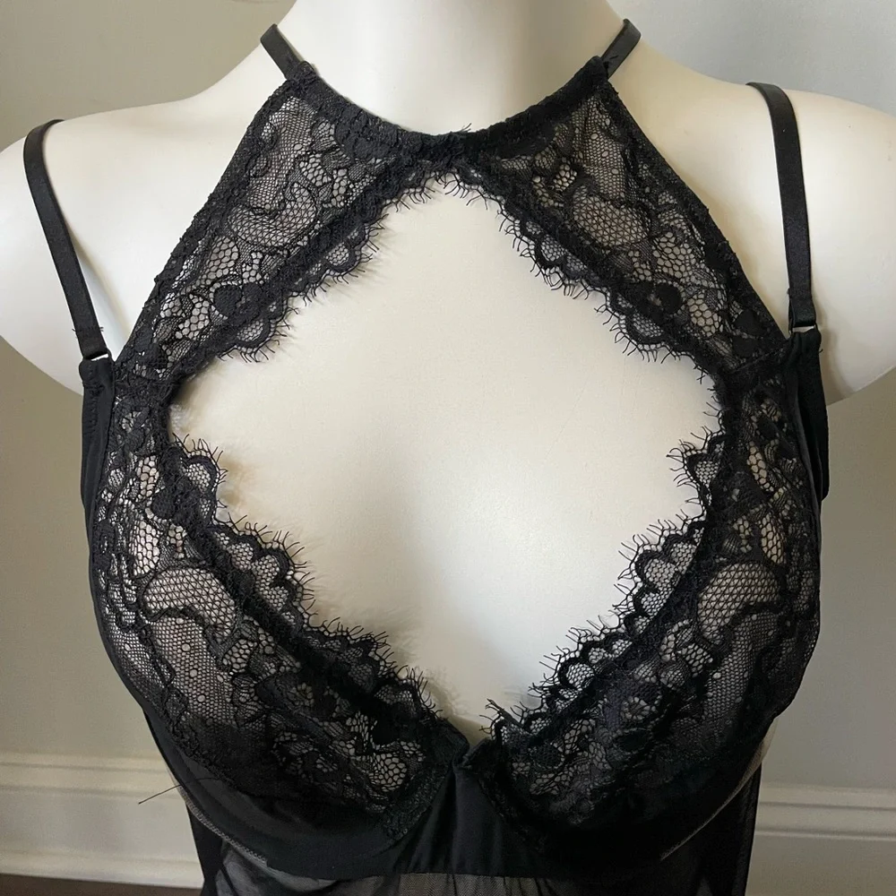 JEZEBEL NEW BLACK LACE TEDDY
